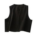 thumbnail image 4 of Lovskoo Womens Cotton Linen Vest Casual Loose V Neck Sleeveless Vests Jacket Blazer Waistcoat with Pockets Black, 4 of 9