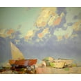 thumbnail image 2 of Yeremyan, Vahe 17x15 Black Ornate Wood Framed with Double Matting Museum Art Print Titled - Fishing Boats, 2 of 4