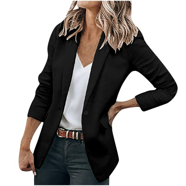 zanvin Womens Casual Blazers Open Front Long Sleeve Lapel Collar Work  Office Jacket,Black,XXXXL