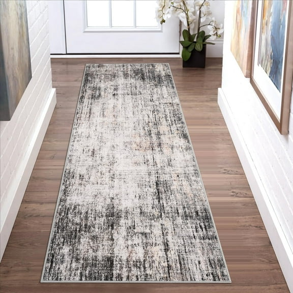Tzou 2' x 6' Vintage Machine Washable Runner Rugs w/Non-Slip Backing, Retro Low-Pile Carpet for Living Room, Bedroom, Kitchen, Soft, Pet-Friendly