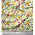 thumbnail image 1 of Soimoi Yellow Heavy Canvas Fabric Leaves & Periwinkle Floral Printed Craft Fabric by the Yard 58 Inch Wide, 1 of 3