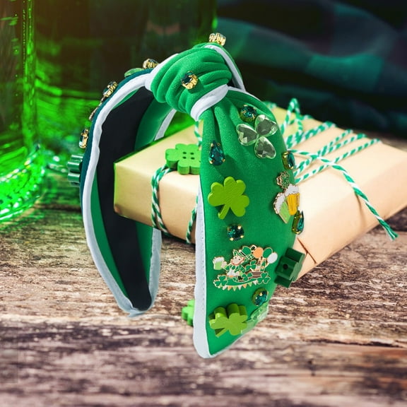 Costeam St. Patrick's Day Irish Green Hat Headband, Festive Hair Accessory, Luck-Themed Green Hair Band