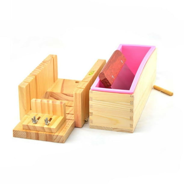 Soap Making Tool Set Adjustable Wooden Soap Cutter Box Stainless Steel