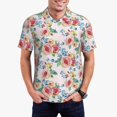 thumbnail image 3 of Balery Rose Flowers Printed Men’s Short Sleeve Polo Shirt, Midweight Men's Shirt,Golf Polo shirts -Small, 3 of 9