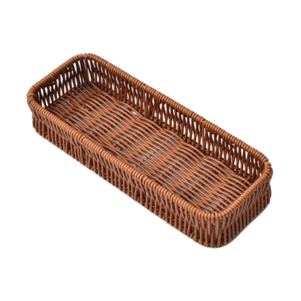 Cesta de servicio tejida, bandeja de comida, cesta de almacenamiento de cucharas, cesta de servicio cuadrada para M