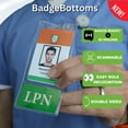 thumbnail image 6 of Bulk 20 Pack - LPN BadgeBottom Vertical Badge Buddy & ID Holder Combo - Heavy Duty 2 in 1 Badge Bottom I’D Protector Nursing Accessories - USA Printed Double Sided Role Card by Specialist ID (Green), 6 of 6