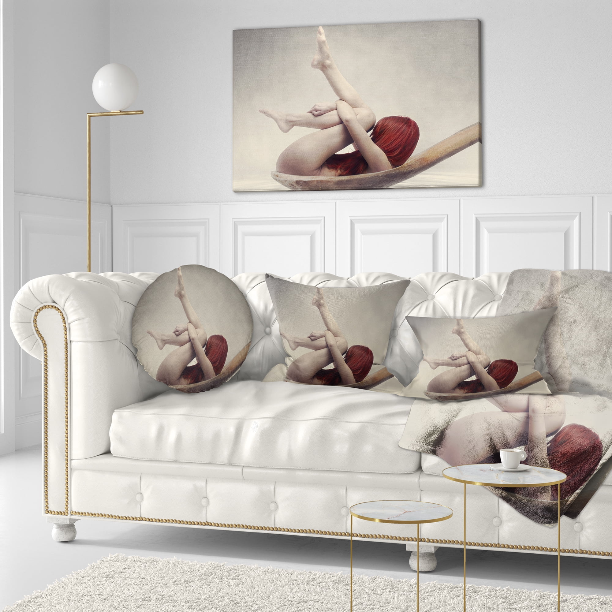 Designart Beauty Bath - Contemporary Throw Pillow - 12x20
