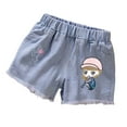thumbnail image 2 of Tfken Toddler Kids Girls Jeans Shorts Cartoon Print Elastic Waist Vocation Comfortable Denim Shorts Light Blue Size 13-14 Years, 2 of 3
