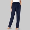 thumbnail image 2 of felwors Women's Pull-On Knit Pants with Elastic Waist Pockets Soft Comfortable Casual Trousers for Everyday Wear and Travel（Navy， S）, 2 of 4