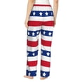 thumbnail image 3 of Disketp American Patriotic Stars And Stripes Print Women'S Comfy Pajama Pants Casual Drawstring Palazzo Lounge Wide Leg Pants, 3 of 9