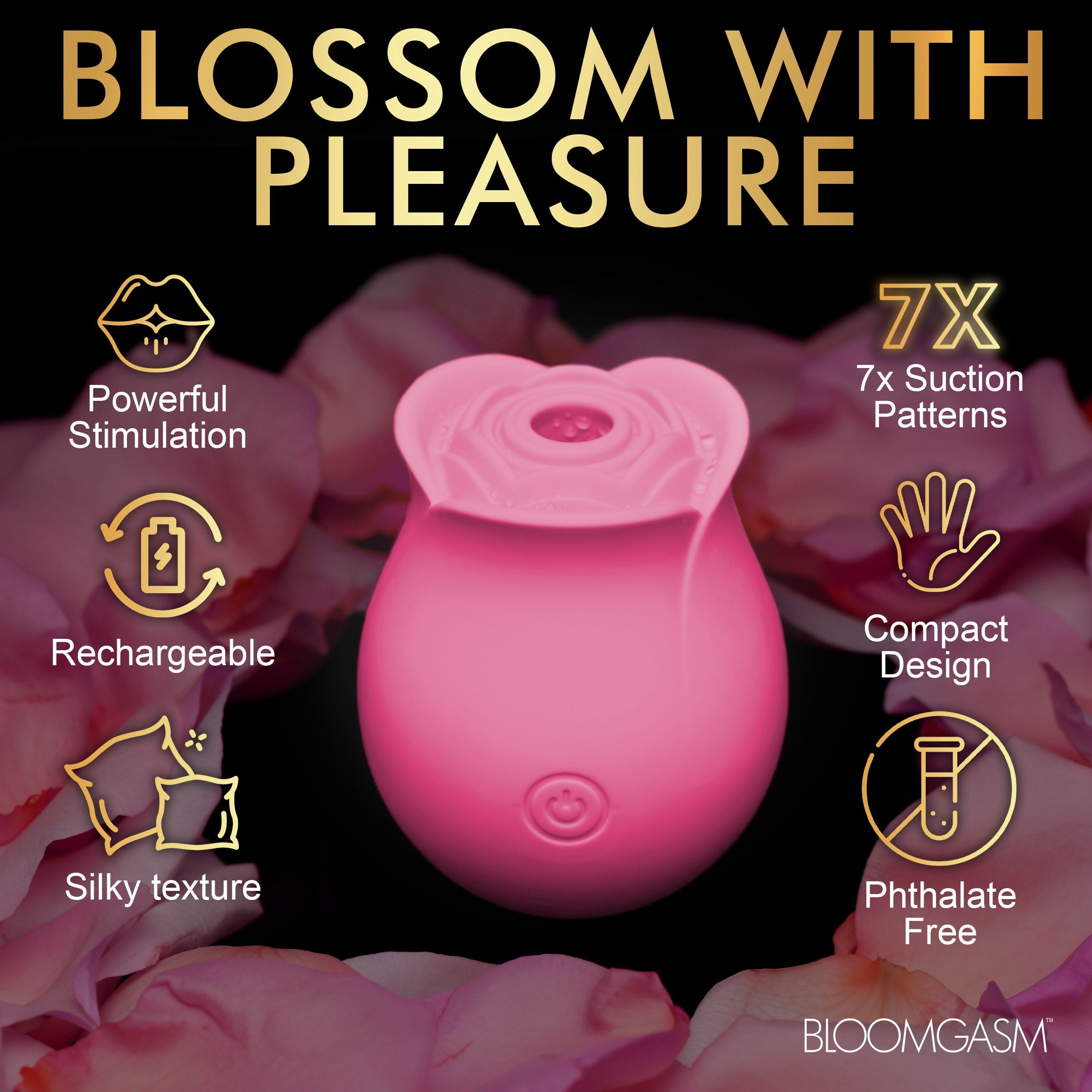 Bloomgasm The Perfect Rose Rechargeable Silicone Clitoral Vibrator, Pink -  Walmart.com