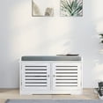 thumbnail image 3 of White 28.74 in. Bedroom Bench with 2 Barn Doors, 3 of 7