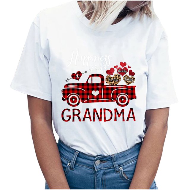 Pompotops T-Shirts à Col Rond pour Femmes Imprimé Fête des Mères Manches Courtes Blouse