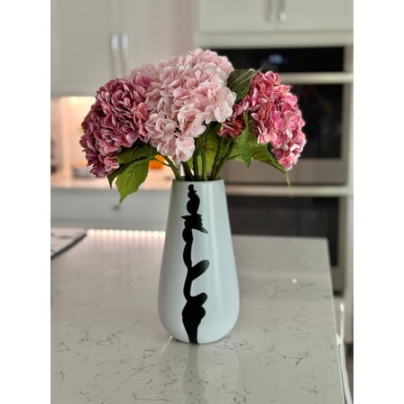 11" Cleo Medium Black and White Modern Ceramic Vase, Minimalist Home Décor Accent, Contemporary Table & Shelf Vase