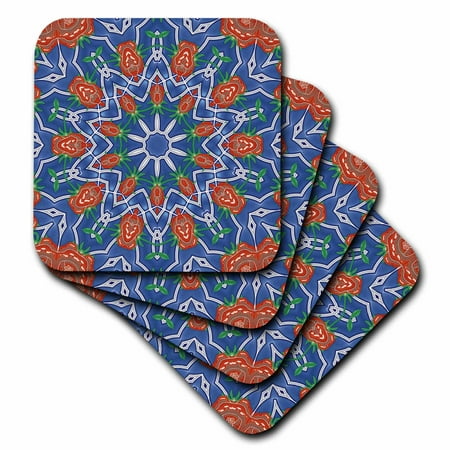 

Blue-Red Floral Mandala set of 4 Coasters - Soft cst-41995-1