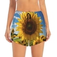 thumbnail image 2 of Vsdgher Sky Golden Sunflower Field Athletic Shorts for Women, Women's Running Double Layer Shorts, High Waisted Yoga Shorts, Workout Athletic Shorts-X-Large, 2 of 7
