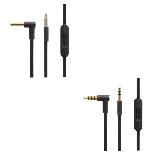 Sidaley Cable auxiliar Jack de 3,5mm Cables de Audio a Cable auxiliar de Audio 1,4 M línea de Audio con controlador para negro 2piezas