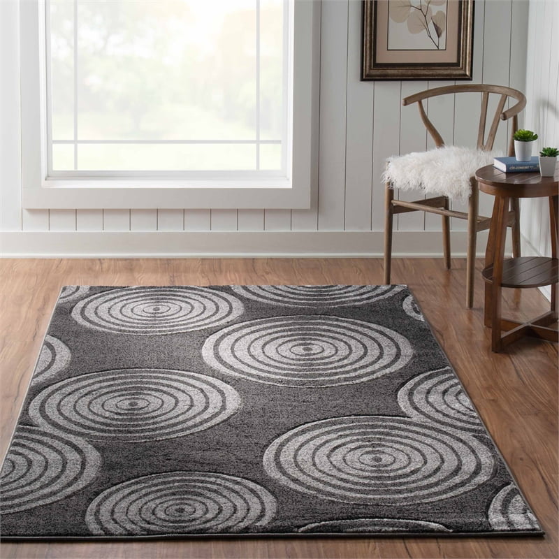 Linon Miso Barnet Machine Made Polypropylene 5'x7'6 Rug in Black Linon Miso Barnet Machine Made Polypropylene 5'x7'6 Rug in Black