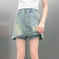 thumbnail image 7 of Afuyipoi Girls A-Line Skort Denim,Breathable Pocket Elastic Waist Skort Jeans Casual Blue 9-10, 7 of 7