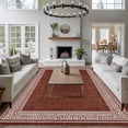 thumbnail image 4 of Coffee Brown Retro Greek Key Large Area Rugs for Bedroom Living Room, Soft Non Slip Carpet Bedside Rug, Geometric Greece Ancient Farmhouse Rectangular Floor Cover Kitchen Accent Rug 6'x9' for Office, 4 of 9