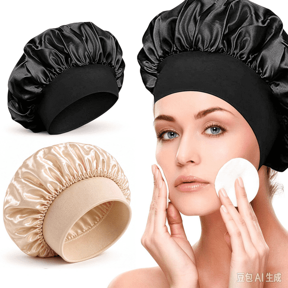 2PCS Silk Satin Bonnets for Black Women & Men for Sleeping