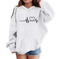 thumbnail image 3 of Kids Hoodie Hearbeat Hoodies Girls Sweatshirts Long Sleeve Pullover Casual Wear Kids Sweatshirts White 13 Years-14 Years, 3 of 3