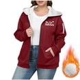 thumbnail image 2 of Sweaters for Women: Large Size Solid Color Zipper Hooded Plus Velvet Thickened Jacket, Drop Shoulder Long Sleeve for Cold Weather, 2 of 5