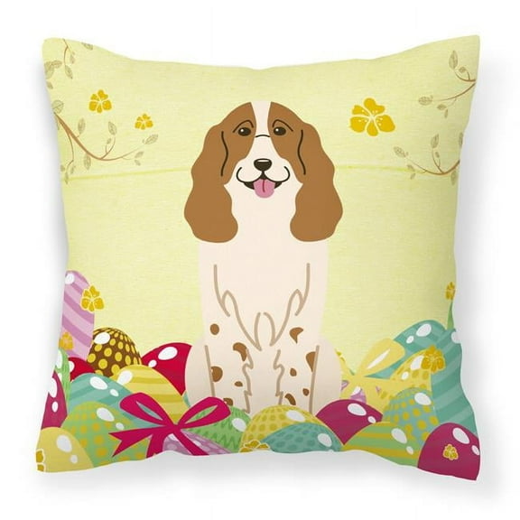 Carolines Treasures BB6031PW1818 Easter Eggs Russian Spaniel Fabric Decorative Pillow