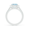 thumbnail image 2 of ANGARA Natural Oval 2.2 ct Aquamarine Split Shank Halo Ring with Diamonds in 14K White Gold for Women (Size-10x8mm) | March Birthstone, Anniversary, Jewelry Gift for Women | Natural Aquamarine Ring, 2 of 10