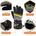 thumbnail image 4 of SUN CUBE Ski Gloves Men Women | Waterproof Breathable Snow Gloves | Windproof Winter Outdoor Snowboard Snowmobile Hiking | Warm Thermal Insulation 3M Thinsulate Zipper Pocket (Gray Yellow Trim XLarge), 4 of 7