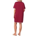 thumbnail image 3 of INSPIRE CHIC Women's Nightshirt Satin Short Sleeve Sleepshirt Button Down Pajama Nightgown XL Red, 3 of 6