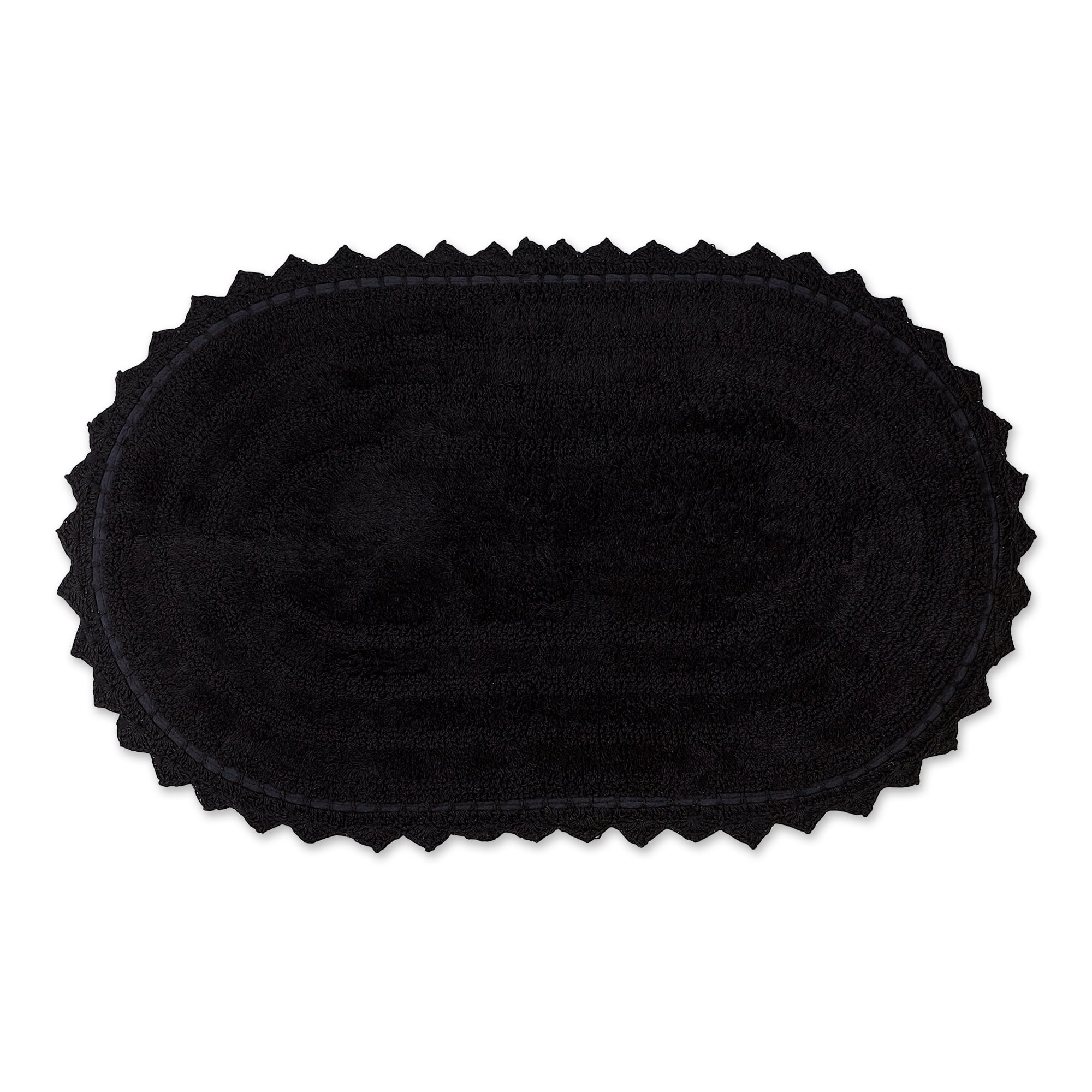 Black Large Oval Crochet Bath Mat