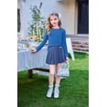 thumbnail image 3 of Arshiner Long Sleeve Shirts for Girls Raglan Sleeves Crewneck Knit Blouse for Kids Casual Blue Cute Loose Tops Kids 12 Years 160 Blue, 3 of 4