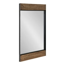 Kate and Laurel Kincaid Farmhouse Wood and Metal Framed Mirror, 20 x 36, Rustic Brown and Black, Chic Rectangle Mirror for Wall