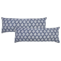 LR Home Flora Set of 2 Vintage Blue/White Damask Cotton Adult Decorative Lumbar Pillow