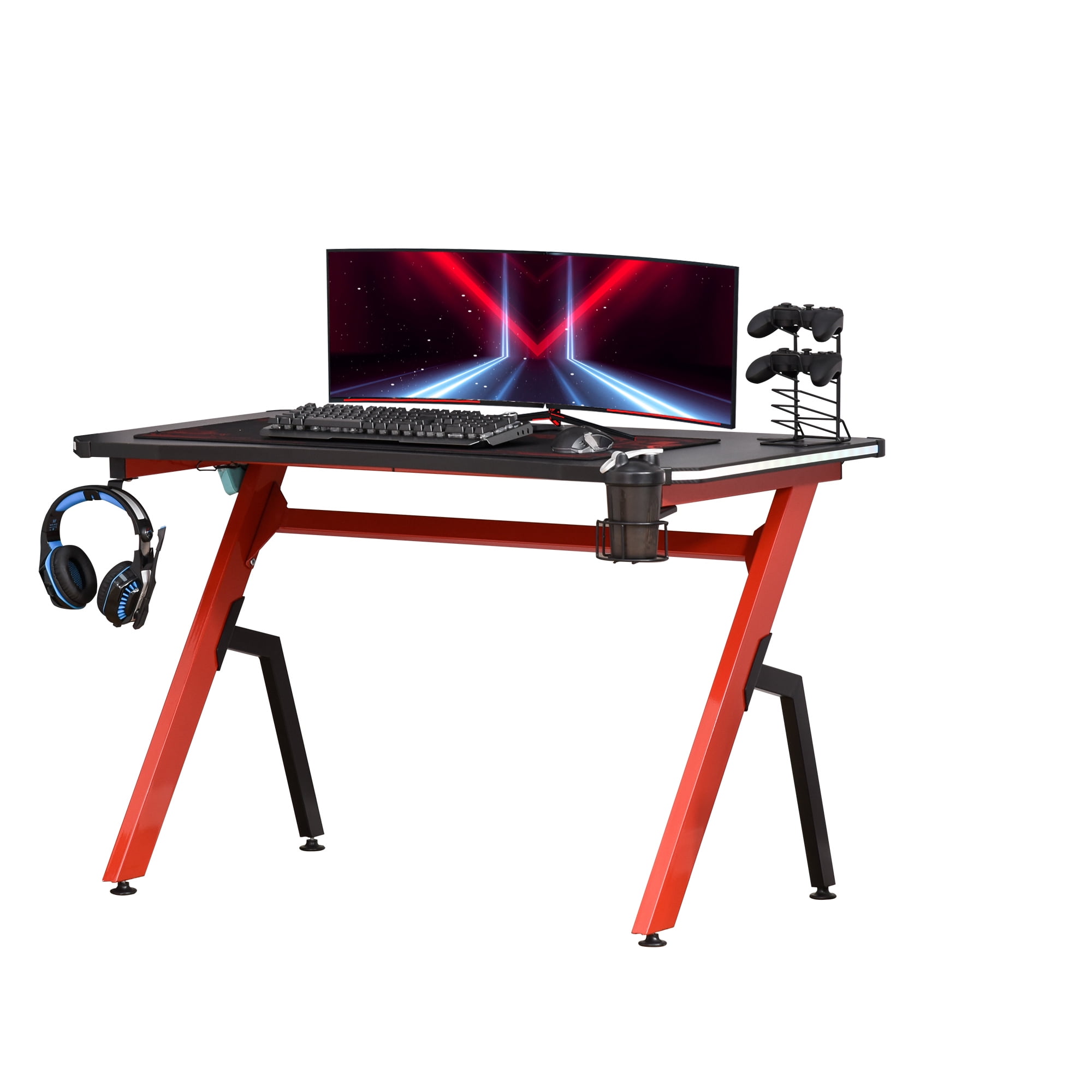 47" Gaming Desk Racing Style Home Office Ergonomic Computer Table Workstation with RGB