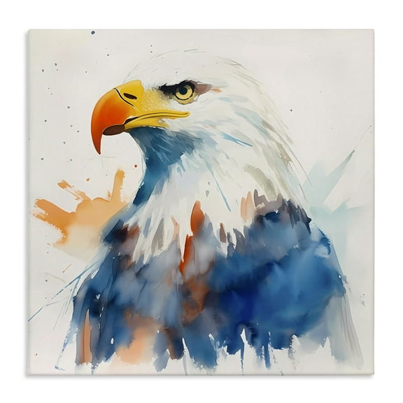 Stupell Industries Eagle with Strong Gaze Animals & Insects Painting Gallery Wrapped Canvas Art Print Wall Art, 17 x 17