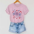 thumbnail image 6 of Short Sleeve Summer T-Shirts for Women Stars Hearts Printed Tops July 4th Outfits Casual Crew Neck Base Tees (M, Pink 01), 6 of 7