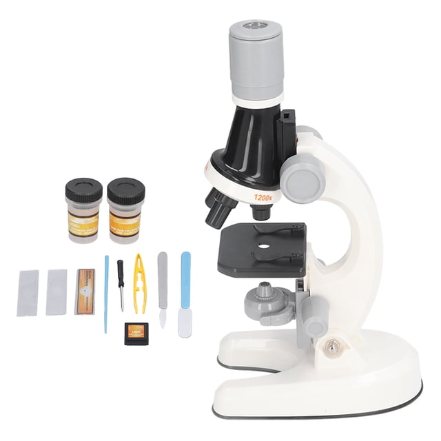 Kit de Microscopio para niones LED 1200X, Diapositivas de Muestras de Microscopio, Juguete Educate de Ciencia, Cumpados para Niños