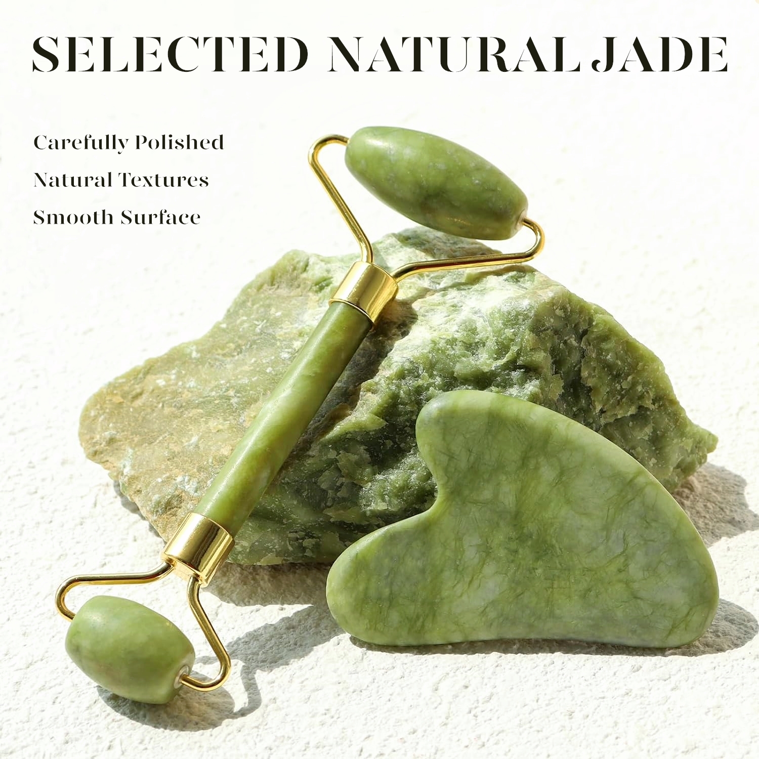 Beakey Natural Jade Roller & Gua Sha Set photo 5