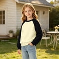 thumbnail image 6 of Big Kids' Solid Casual Layering Top Long Sleeve Crew Neck Raglan Shirt Clothing, 6 of 8
