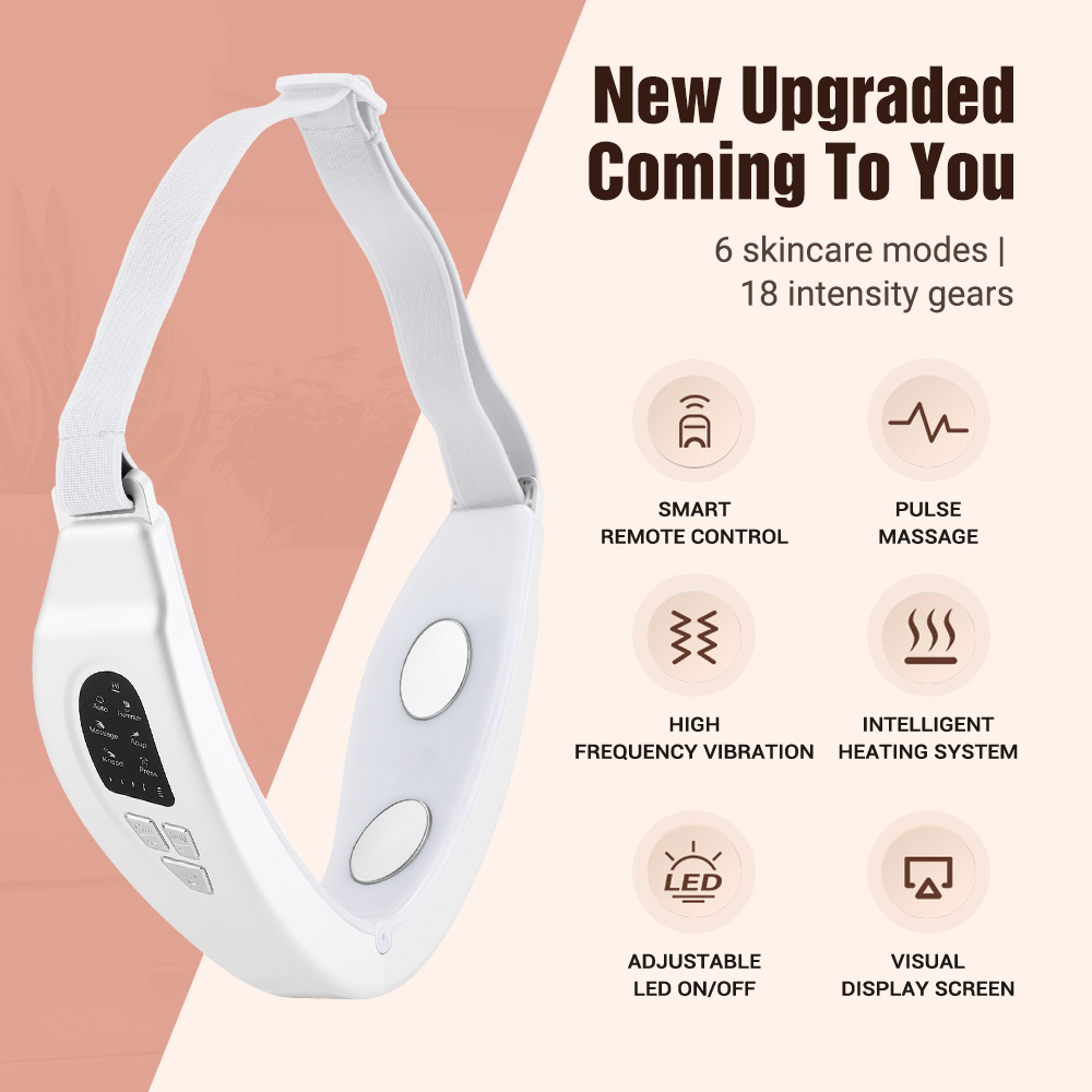 Flaremore Electric V Face Shaping Machine, Micro-Current Face Massager V-Line Up Lift Belt Machine, Red Blue Light Facial Lifting Device Double Chin Shaping Massager for Face Skin Care,White
