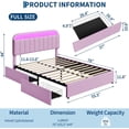 thumbnail image 2 of YUSAZENS Full Size Velvet Upholstered Bed Frame with LED Light, MDF Structure 2 Underbed Storage Drawers, Floor Standing Soft Platform Bed No Box Spring Needed,  Purple, 2 of 9