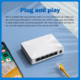 thumbnail image 5 of Network Switch 5 Port 100/1000Mbps Gigabit Network Ethernet Switch Adapter Fast RJ45 Ethernet Switcher LAN Hub US Plug, 5 of 8