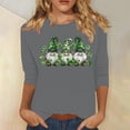 thumbnail image 2 of ZHYou Women T-Shirts Valentine's Day Casual Soft V-Neck St. Patrick's Day Printed 3/4 Sleeve Loose Fit Spring Summer Shirts,Black,Pink,White,Wine,Gray,S,M,L,XL,2XL ,Gray,3XL, 2 of 4
