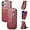 Red, variant on Zipper Card Holder Leather Phone Case, Unique Screen Protective Bracket Shell for iPhone 14 13 12 11 Pro Max/Pro/Plus/Mini, Hot Business Wallet Back Cover(Brown,14 Pro)