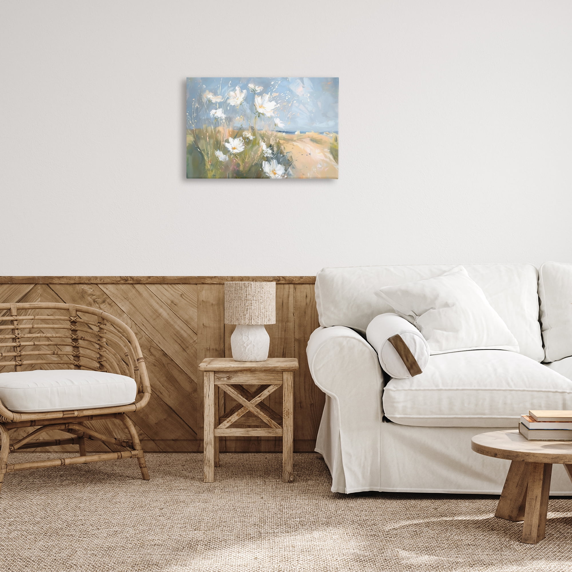Stupell Industries Seaside Wildflowers Scenery Botanical & Floral Painting Gallery Wrapped Canvas Art Print Wall Art, 24 x 16