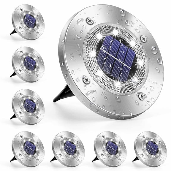 8 Pack Solar Deck Lights Waterproof IP67, LED Outdoor Stair & Fence Lights with Auto On/Off, Bright Pathway Lighting for Garden, Yard, Sidewalk