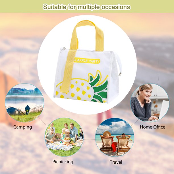 Bolsa De Pícnic Triángulo portátil Bolsas de picnic Bolsa de almuerzo con aislamiento de película de aluminio (Blanco)