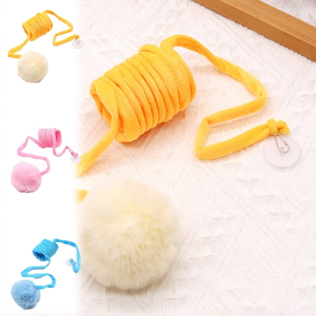 Bola interactiva de teaser de gatos con campanas | Juguete de actividad para puertas colgantes | Varita de poliéster colorida | Material de pelusa | Duradero | 10x5x3cm | Para el juego de gatos en